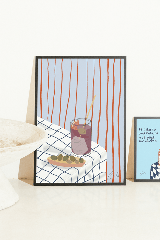 Lámina A4 Momento Vermut - Print Ilustración Aperitivo Fresco