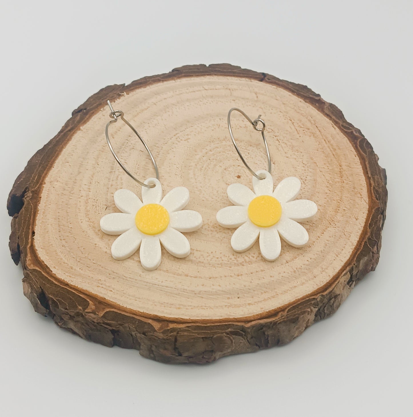 Pendientes Margarita - Aros de Acero Inoxidable y Material Eco