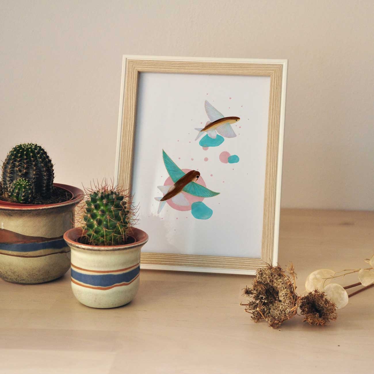 Lámina Pescado volador– Ilustración animal marino