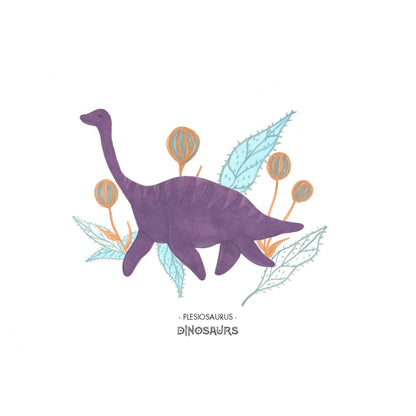 Lámina Plesiosauro – Ilustración de dinosaurio A5