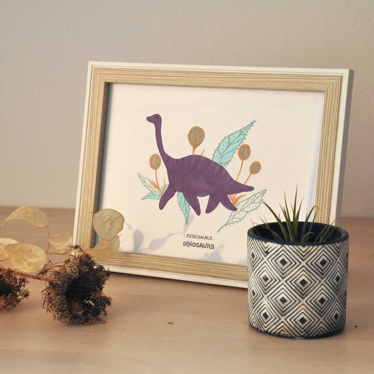 Lámina Plesiosauro – Ilustración de dinosaurio A5