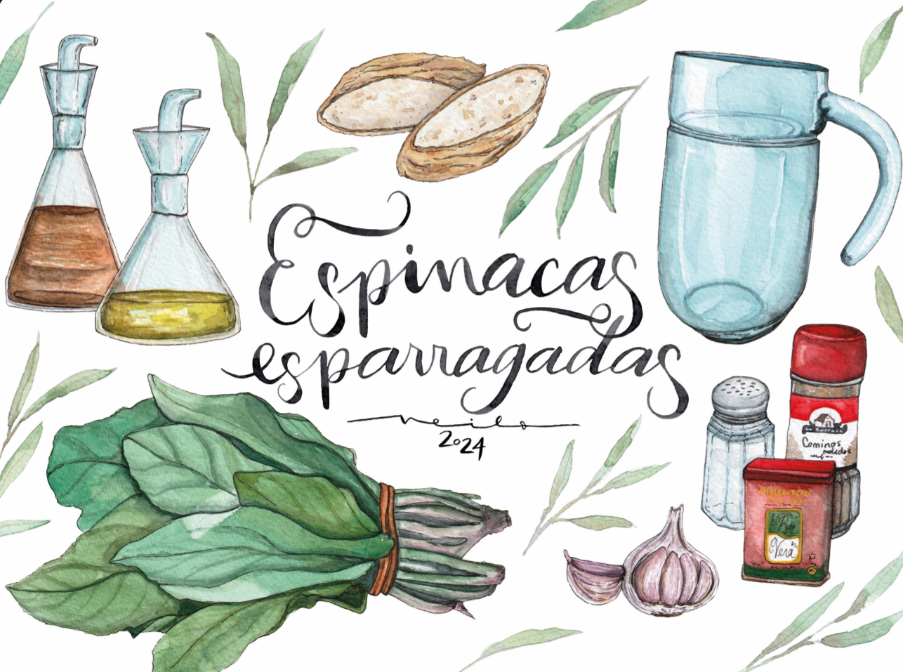 Lámina Espinacas Esparragadas -  18x24