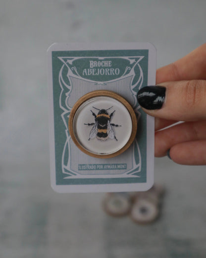 Broche Abejorro – Madera y Cristal
