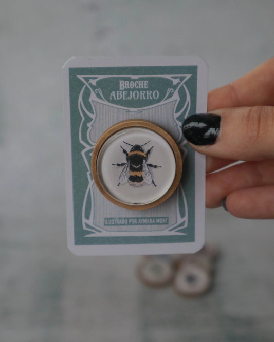 Broche Abejorro – Madera y Cristal