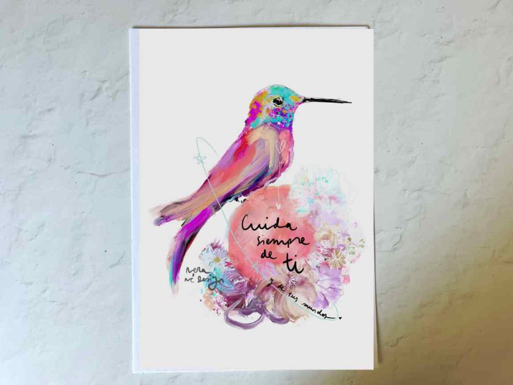 Lamina  decorativa Colibri Cuida siempre de ti”