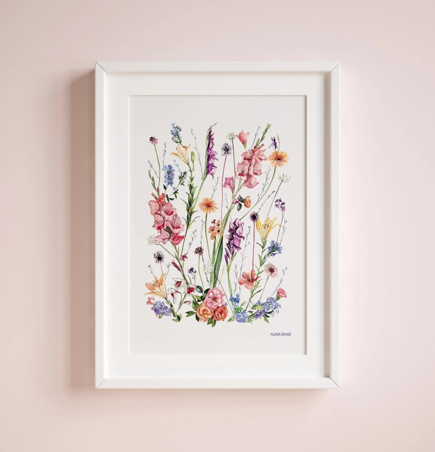 Lámina Botánica: Flores Pastel