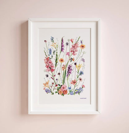 Lámina Botánica: Flores Pastel