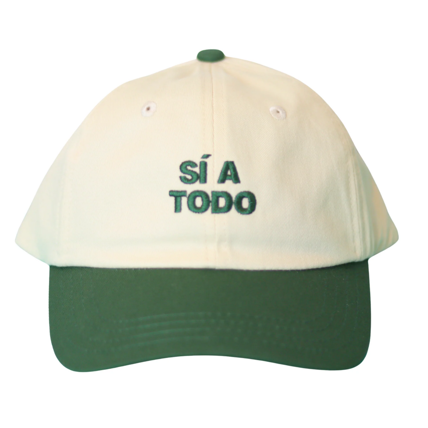 Gorra “Sí a Todo” – Beige y Verde Piñña