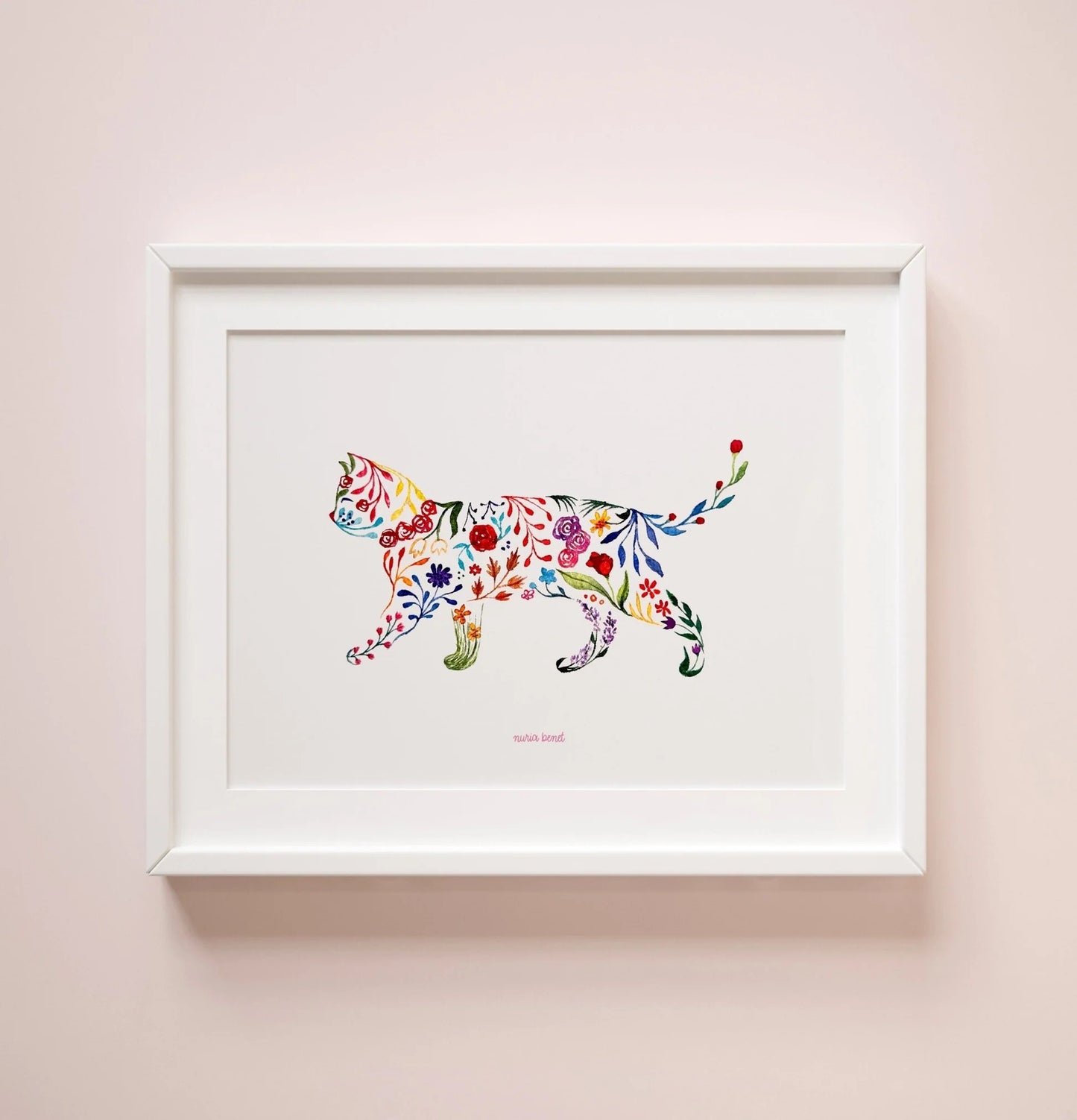 Lámina Ilustrada: Gato Floral