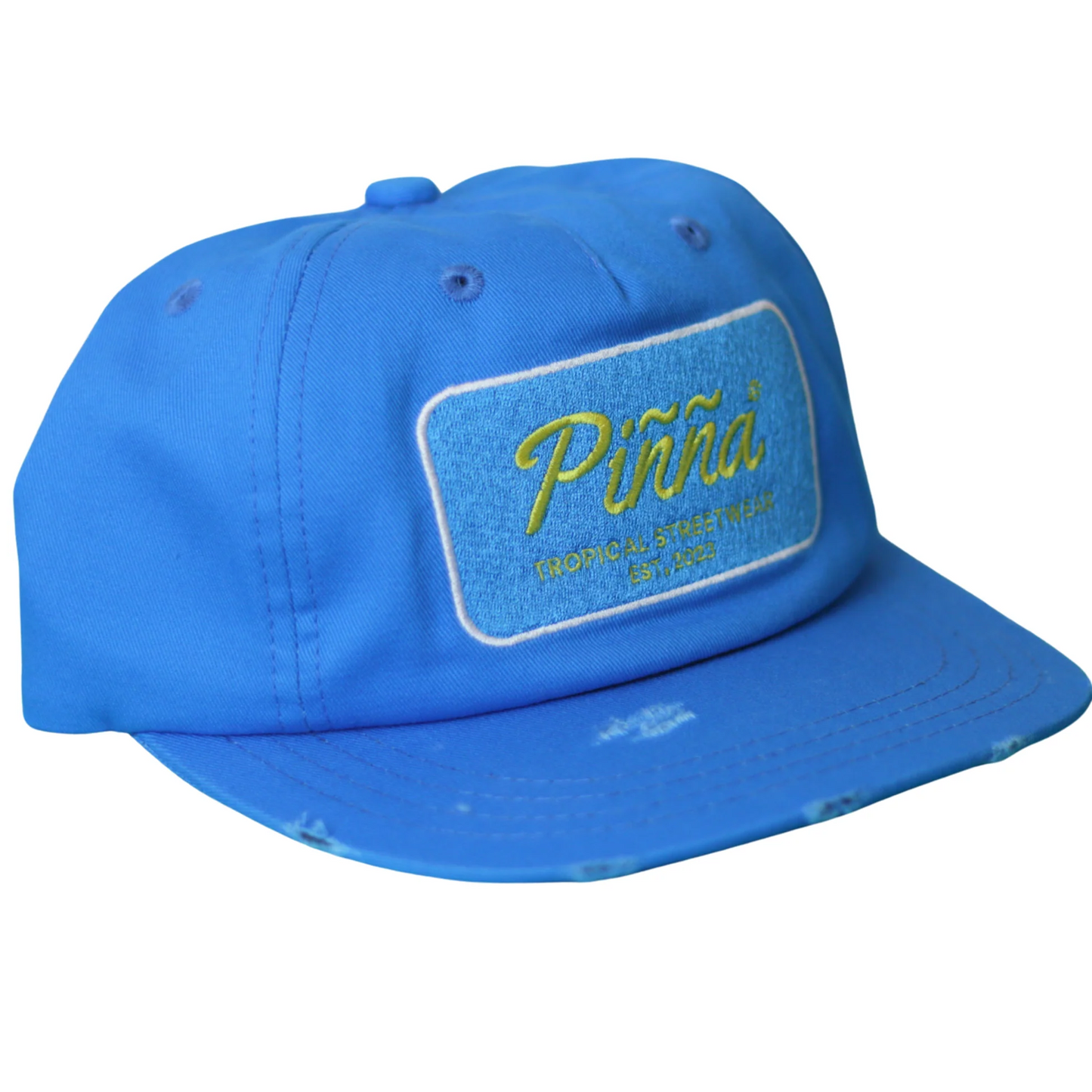Gorra Azul Gastada Piñña – Logo en Amarillo
