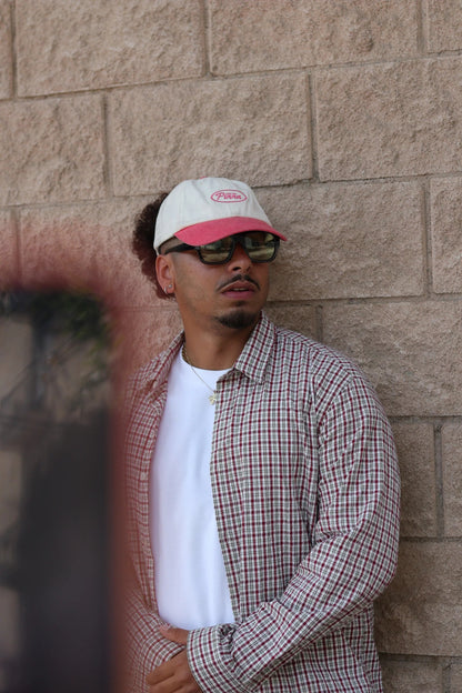 Gorra Dad Hat Rosa y Blanca – Algodón 100% Letras Bordadas