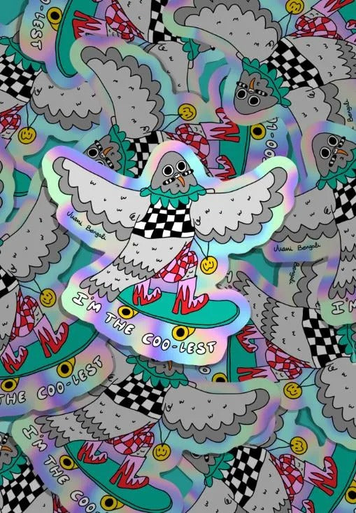 Sticker Paloma en Skate - Im the Coolest