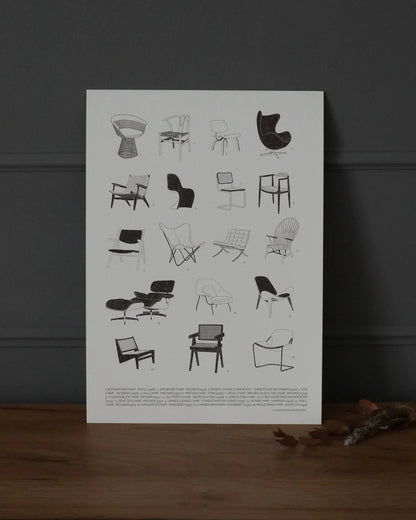 Print A4 Sillas Mid Century – Ilustración