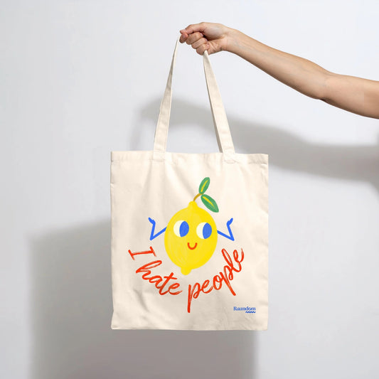 Tote Bag Limón "I Hate People" | Color Crudo