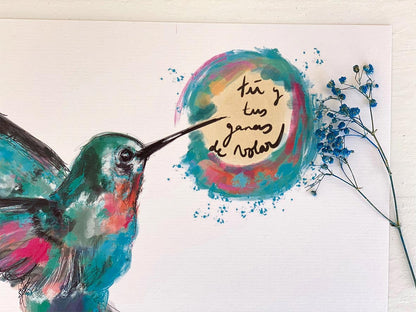 Lámina decorativa Colibri - tu y tus ganas de volar