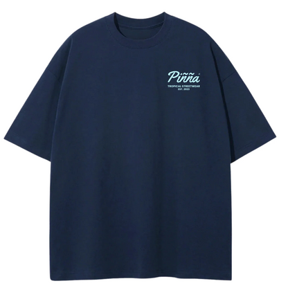 Camiseta Oversize Flor de BCN – Algodón Orgánico Azul Marino