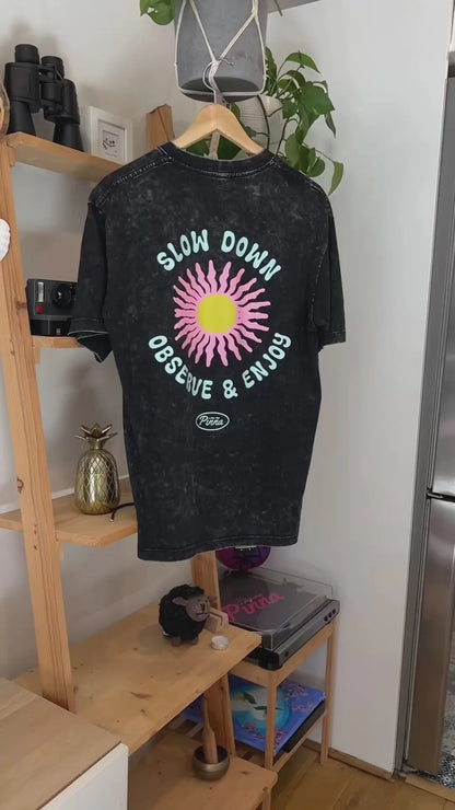 Camiseta Oversize Slow Down – Algodón Orgánico Acid Wash