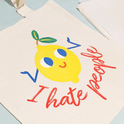 Tote Bag Limón "I Hate People" | Color Crudo