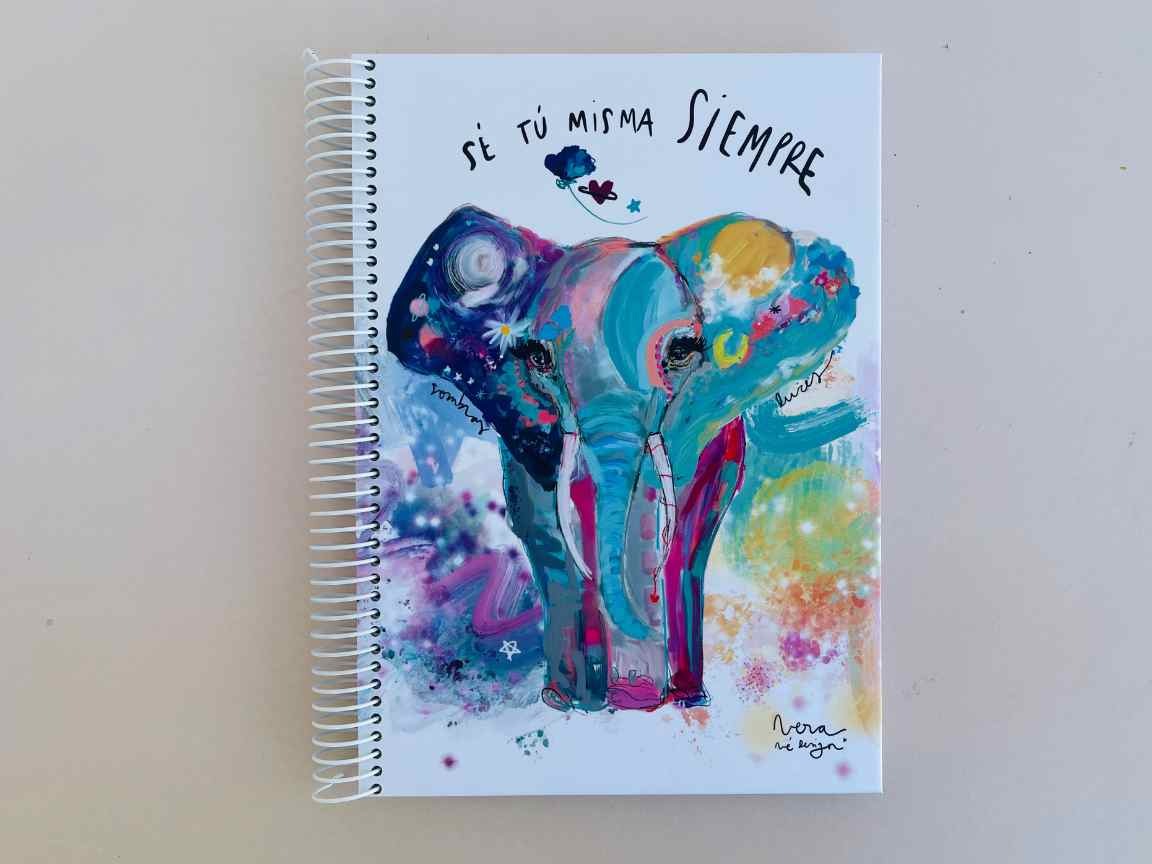 Cuaderno con Hojas en Blanco – Elefante, Sé Tú Misma Siempre