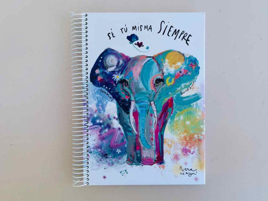 Cuaderno con Hojas en Blanco – Elefante, Sé Tú Misma Siempre