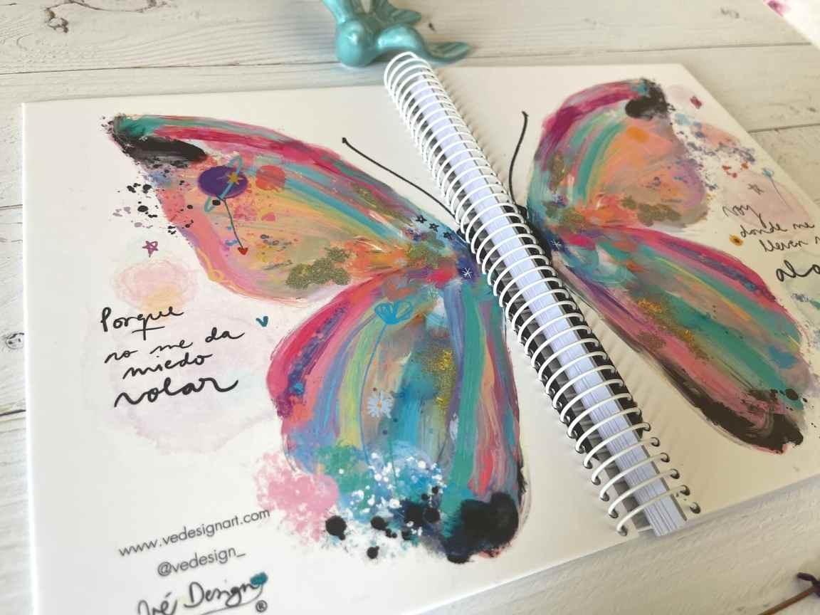 Cuaderno con Hojas en Blanco – Mariposa - Voy Donde Me Lleven Mis Alas