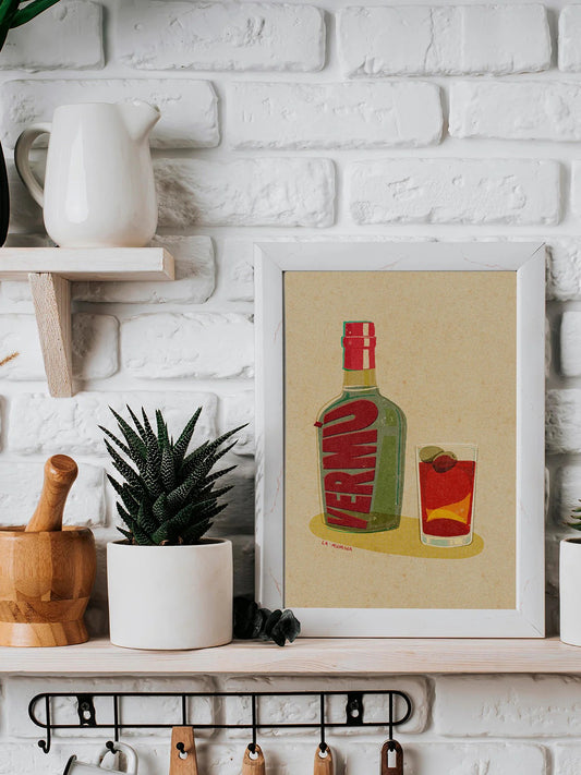 Lámina "Un Vermú" - Vermut Retro Colores Vibrantes