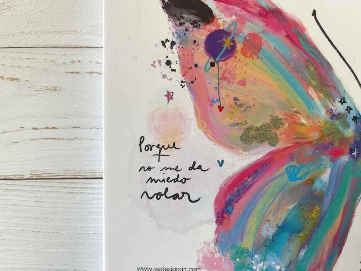 Cuaderno con Hojas en Blanco – Mariposa - Voy Donde Me Lleven Mis Alas