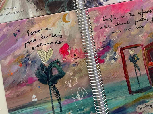 Cuaderno Artesanal A5 "Confía" – Hojas totalmente en blanco - Anillado a mano