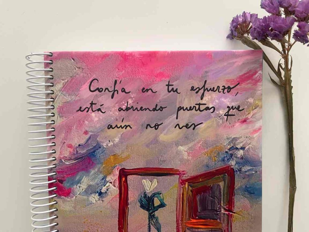 Cuaderno Artesanal A5 "Confía" – Hojas totalmente en blanco - Anillado a mano