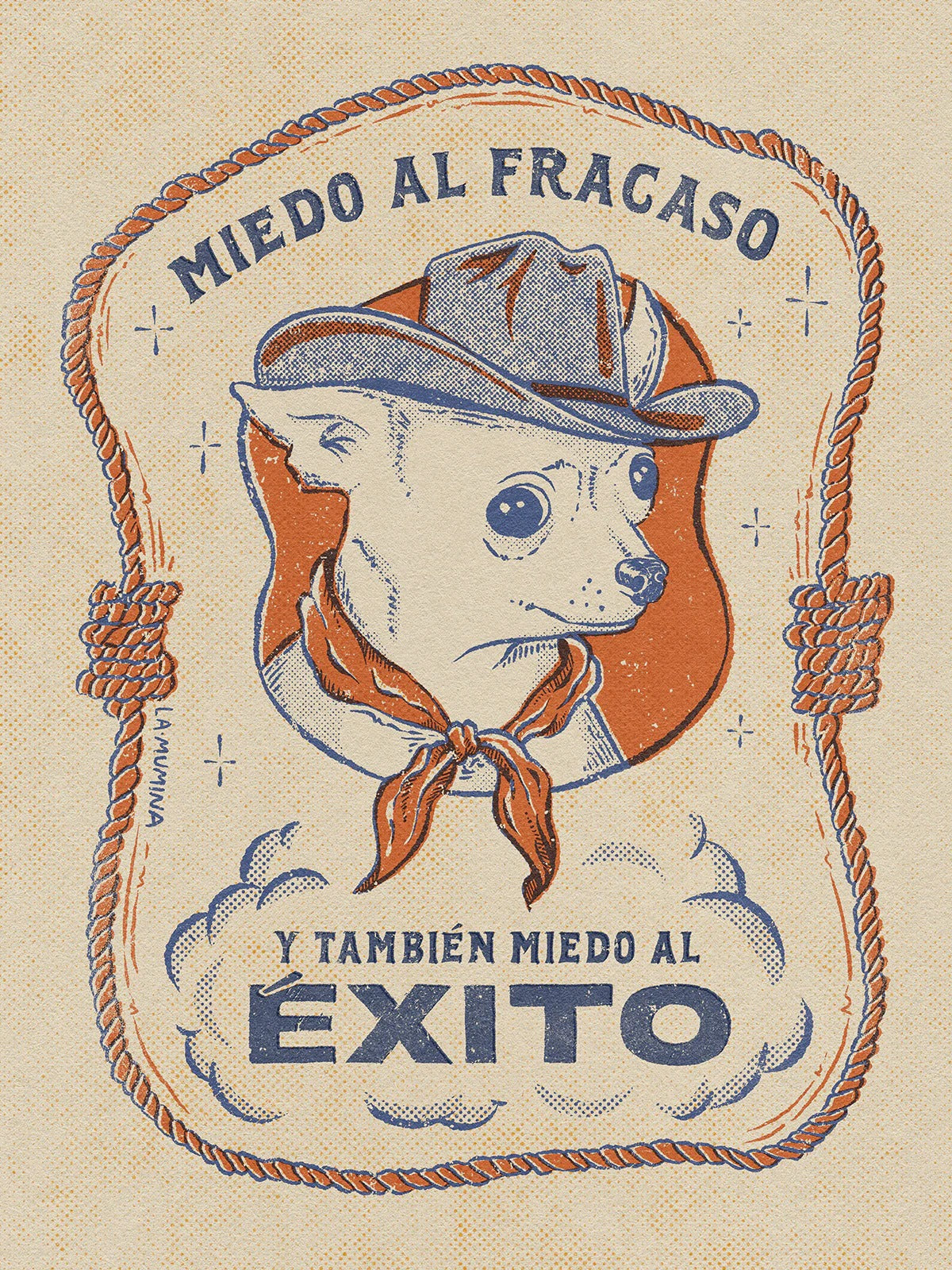 Lámina "Miedos" - Chihuahua Western Humor Ansioso