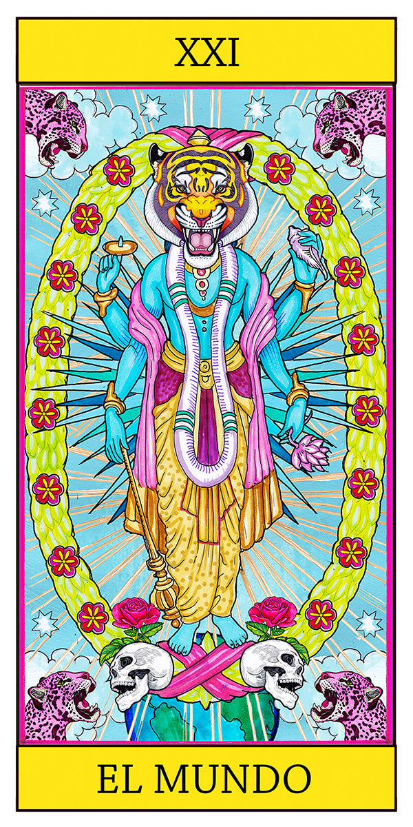 Lámina Tarot Arcano Mayor: El Mundo – El Dios de los Tres