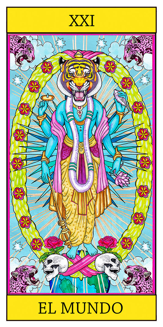 Lámina Tarot Arcano Mayor: El Mundo – El Dios de los Tres