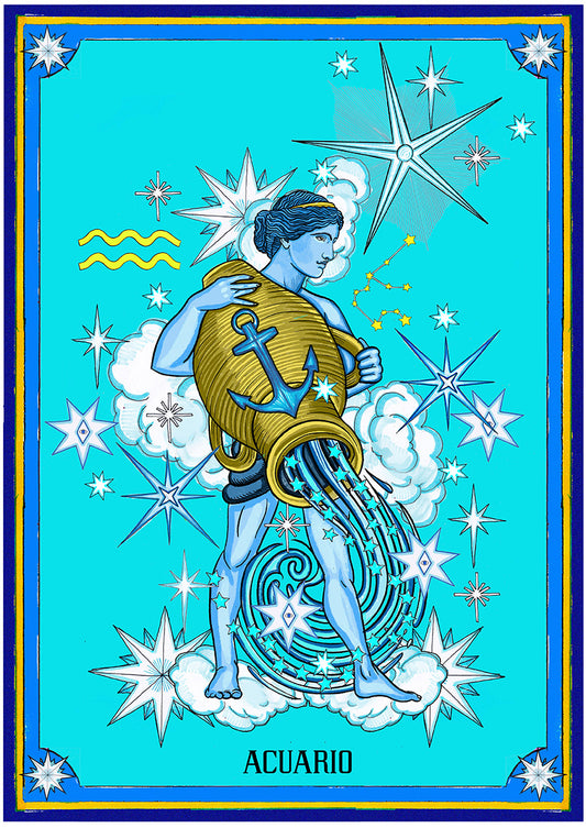 Lámina Horóscopo Grecolatino: Acuario – El Dios de los Tres