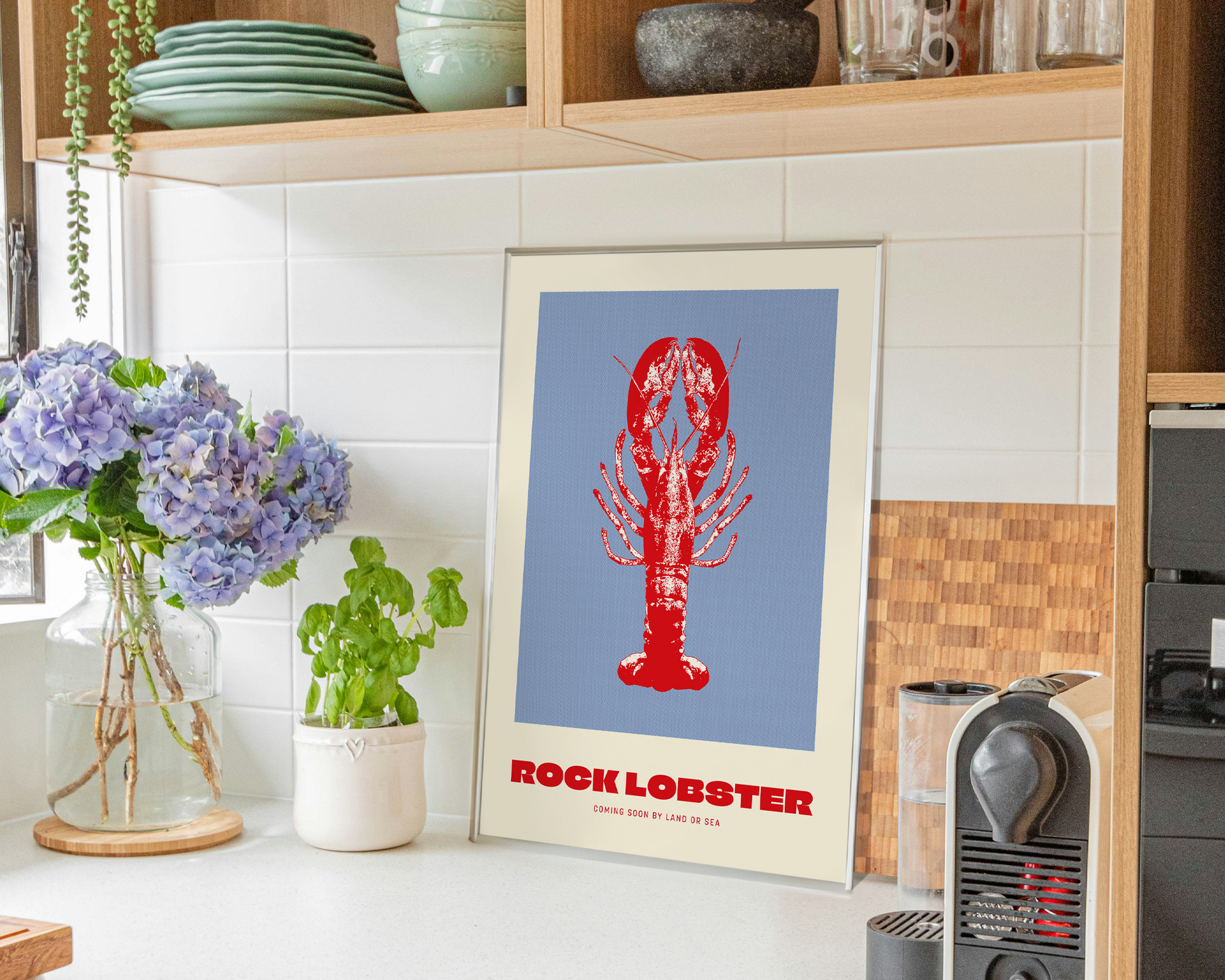 Lámina Lobster A3 – Ilustración de langosta en papel artístico. lámina decorativa marina