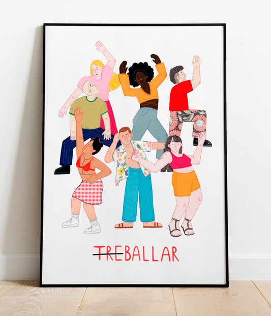 Ilustración A4 en papel texturado de alta calidad. Obra de artista local con mirada irónica sobre el trabajo. Ideal como regalo divertido y decoración de pared.