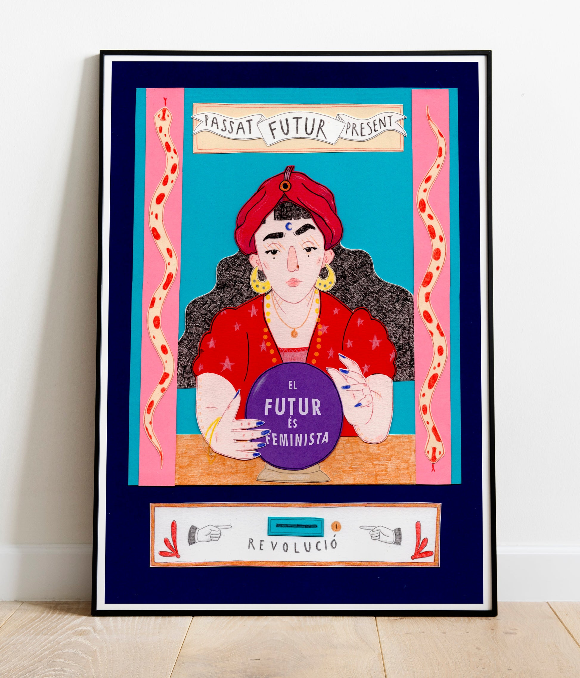 Ilustración A4 en papel texturado de alta calidad. Diseño reivindicativo creado por artista local. Decoración potente y regalo original para un futuro feminista.
